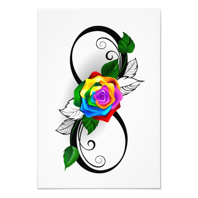 Unendlichkeitssymbol mit Rainbow-Rose Fotodruck (Vorne)
