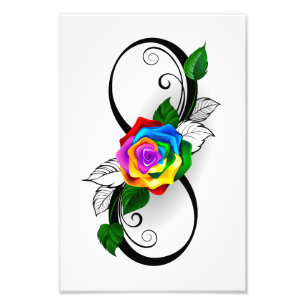 Unendlichkeitssymbol mit Rainbow-Rose Fotodruck