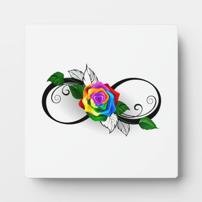 Unendlichkeitssymbol mit Rainbow-Rose Fotoplatte (Vorderseite)