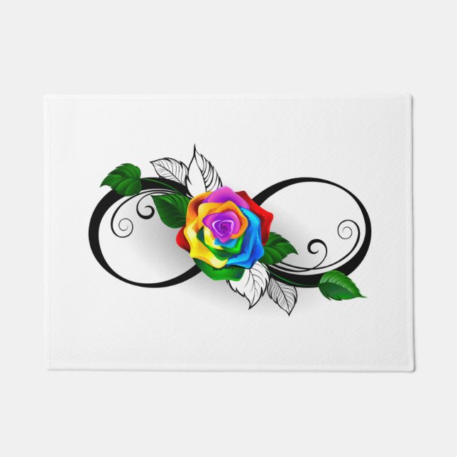 Unendlichkeitssymbol mit Rainbow-Rose Fußmatte (Vorderseite)