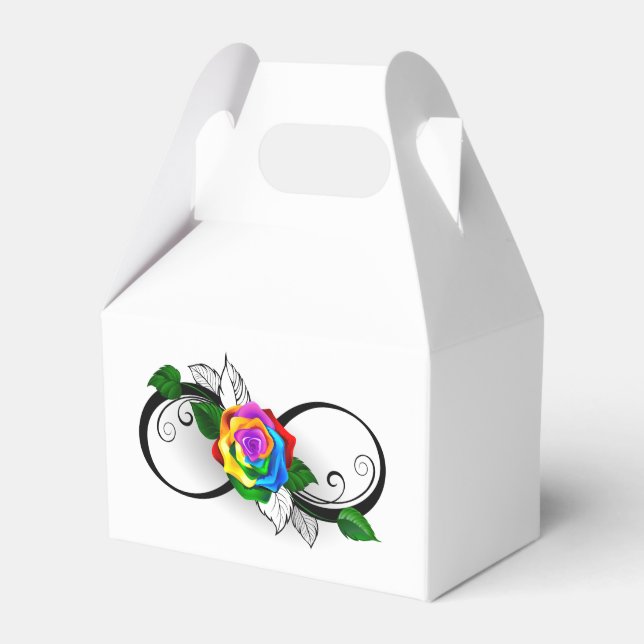 Unendlichkeitssymbol mit Rainbow-Rose Geschenkschachtel (Vorderseite)