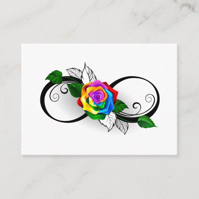 Unendlichkeitssymbol mit Rainbow-Rose Hinweiskarte (Vorderseite)
