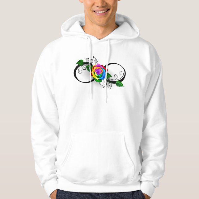 Unendlichkeitssymbol mit Rainbow-Rose Hoodie (Vorderseite)