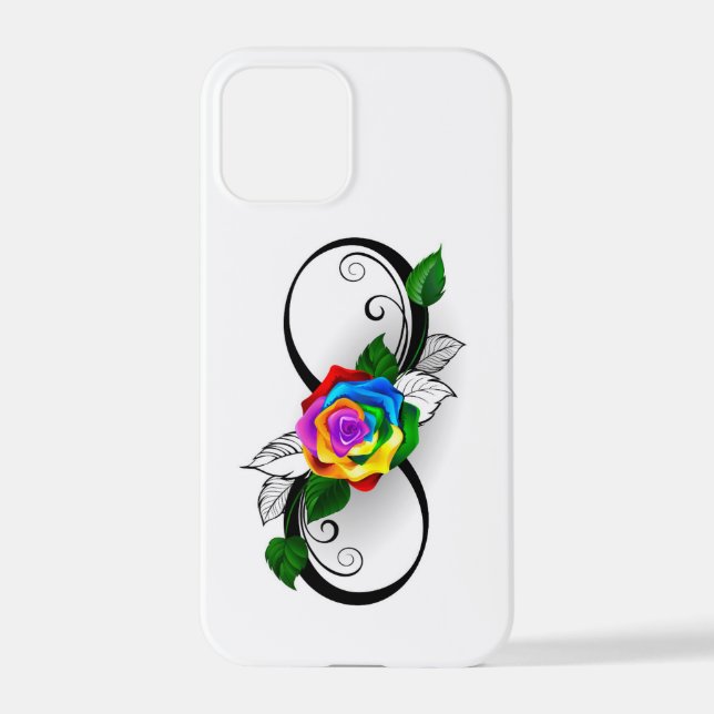 Unendlichkeitssymbol mit Rainbow-Rose iPhone 12 Pro Hülle (Rückseite)