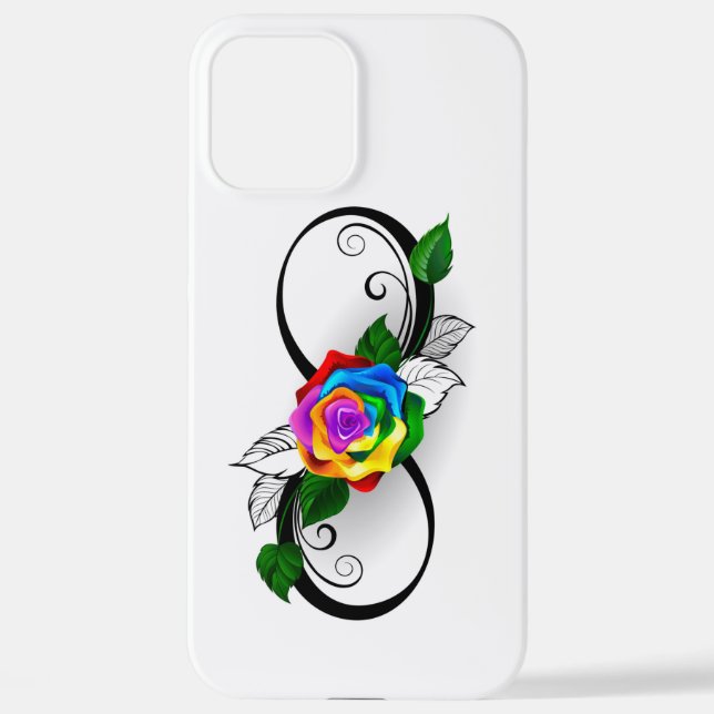 Unendlichkeitssymbol mit Rainbow-Rose iPhone 12 Pro Max Hülle (Rückseite)