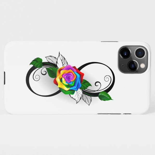 Unendlichkeitssymbol mit Rainbow-Rose iPhone Hülle (Rückseite (Horizontal))