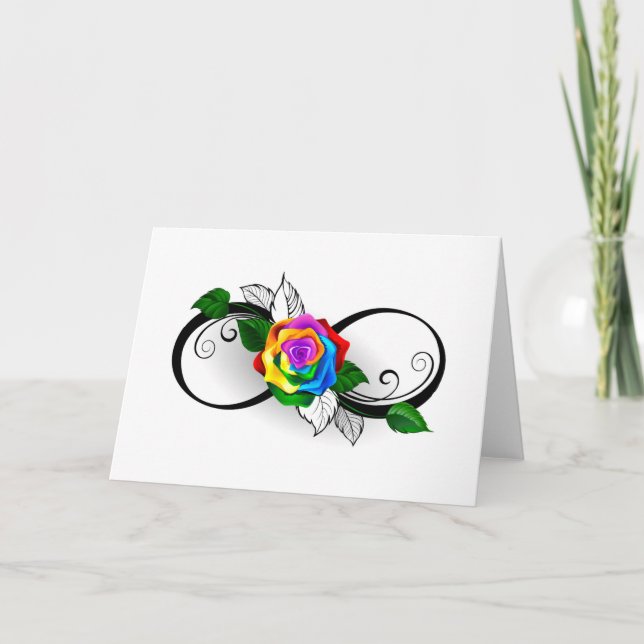 Unendlichkeitssymbol mit Rainbow-Rose Karte (Vorderseite)