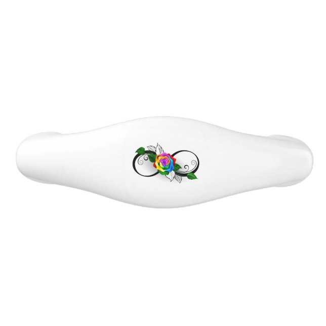 Unendlichkeitssymbol mit Rainbow-Rose Keramik Schubladengriff (Vorderseite)