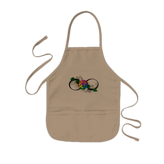 Unendlichkeitssymbol mit Rainbow-Rose Kinderschürze (Vorne)