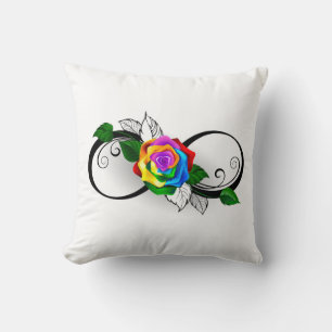 Unendlichkeitssymbol mit Rainbow-Rose Kissen