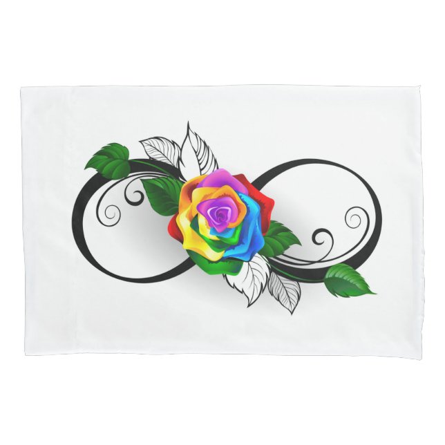 Unendlichkeitssymbol mit Rainbow-Rose Kissenbezug (Vorderseite)