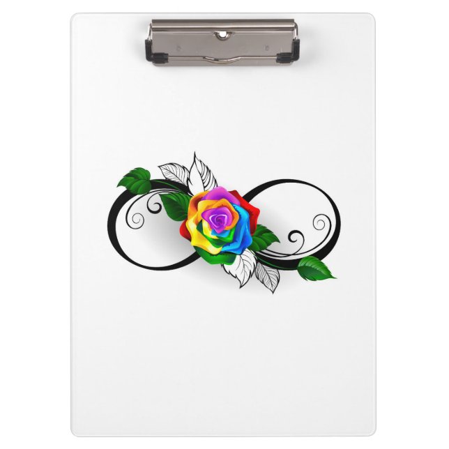 Unendlichkeitssymbol mit Rainbow-Rose Klemmbrett (Vorderseite)