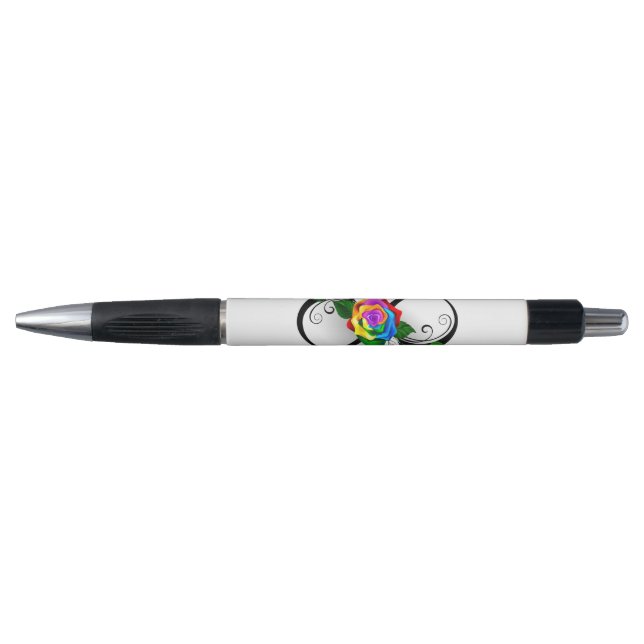 Unendlichkeitssymbol mit Rainbow-Rose Kugelschreiber (Vorderseite)