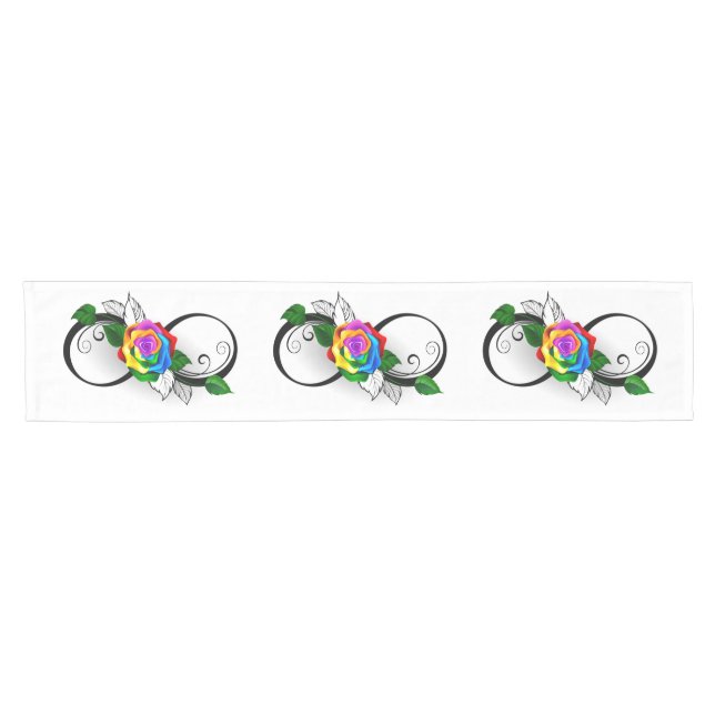 Unendlichkeitssymbol mit Rainbow-Rose Kurzer Tischläufer (Horizontal)
