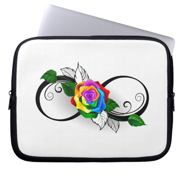 Unendlichkeitssymbol mit Rainbow-Rose Laptopschutzhülle (Vorderseite)
