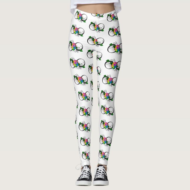 Unendlichkeitssymbol mit Rainbow-Rose Leggings (Vorderseite)