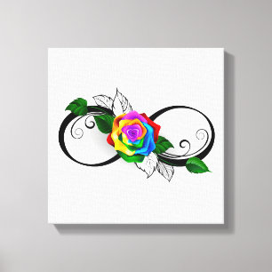 Unendlichkeitssymbol mit Rainbow-Rose Leinwanddruck