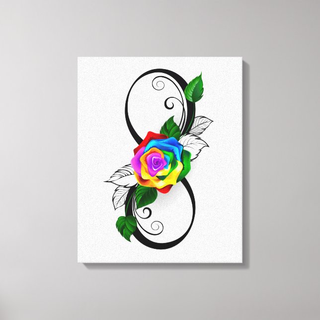 Unendlichkeitssymbol mit Rainbow-Rose Leinwanddruck (Vorderseite)