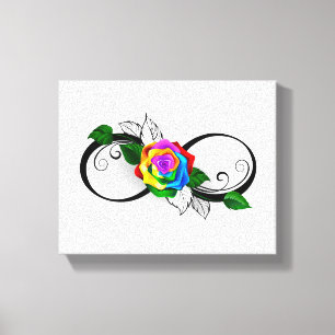 Unendlichkeitssymbol mit Rainbow-Rose Leinwanddruck