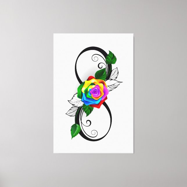 Unendlichkeitssymbol mit Rainbow-Rose Leinwanddruck (Vorderseite)