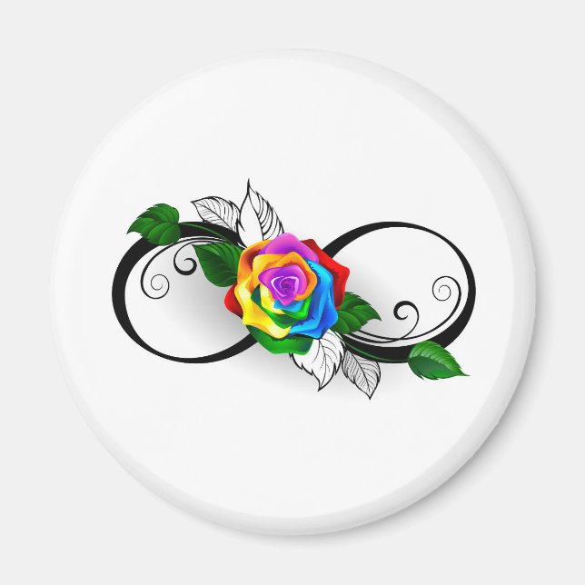 Unendlichkeitssymbol mit Rainbow-Rose Magnet (Vorne)