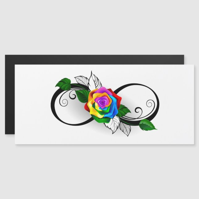Unendlichkeitssymbol mit Rainbow-Rose Magneteinladung (Vorne/Hinten)