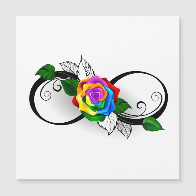 Unendlichkeitssymbol mit Rainbow-Rose Magneteinladung (Vorderseite)