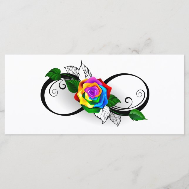 Unendlichkeitssymbol mit Rainbow-Rose Menükarte (Vorderseite)
