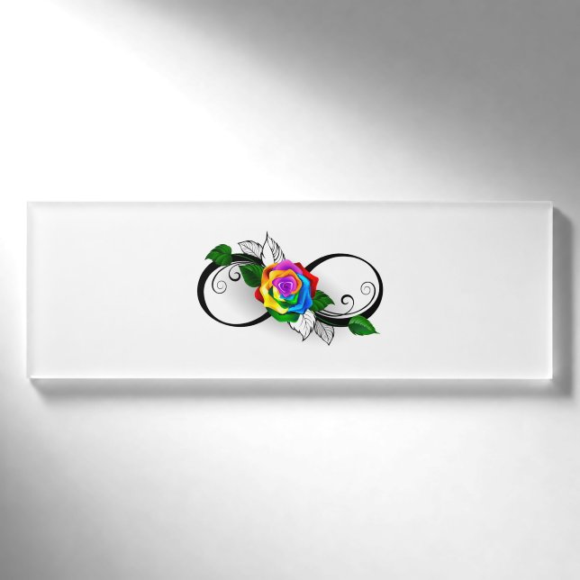 Unendlichkeitssymbol mit Rainbow-Rose Namenschild (Vorderseite)