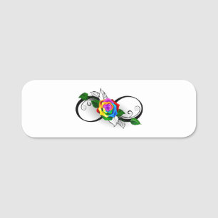 Unendlichkeitssymbol mit Rainbow-Rose Namensschild