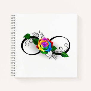 Unendlichkeitssymbol mit Rainbow-Rose Notizbuch
