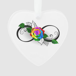 Unendlichkeitssymbol mit Rainbow-Rose Ornament