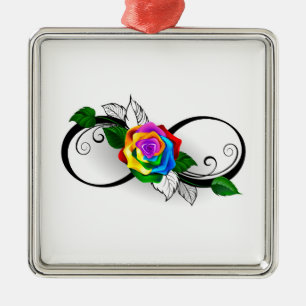 Unendlichkeitssymbol mit Rainbow-Rose Ornament Aus Metall