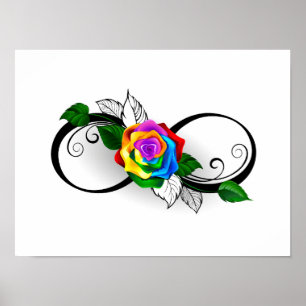 Unendlichkeitssymbol mit Rainbow-Rose Poster
