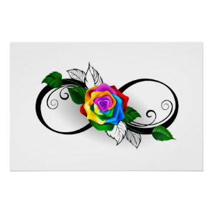 Unendlichkeitssymbol mit Rainbow-Rose Poster