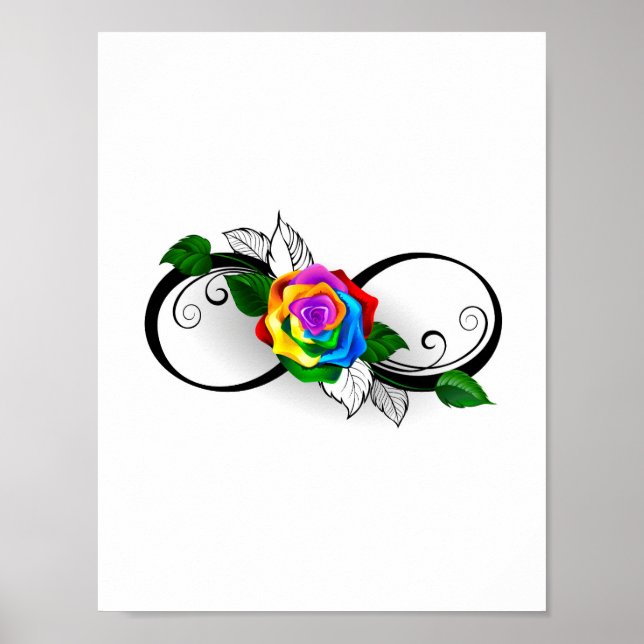 Unendlichkeitssymbol mit Rainbow-Rose Poster (Vorne)