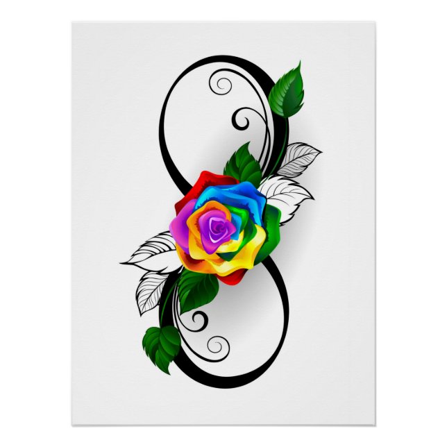 Unendlichkeitssymbol mit Rainbow-Rose Poster (Vorderseite)