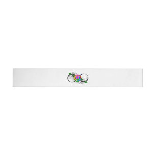 Unendlichkeitssymbol mit Rainbow-Rose Rundum-Adressaufkleber