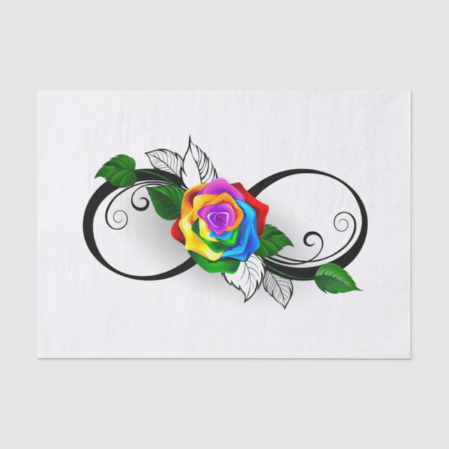 Unendlichkeitssymbol mit Rainbow-Rose Seidenpapier (Vorderseite)