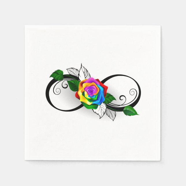 Unendlichkeitssymbol mit Rainbow-Rose Serviette (Vorderseite)
