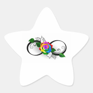 Unendlichkeitssymbol mit Rainbow-Rose Stern-Aufkleber