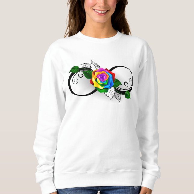 Unendlichkeitssymbol mit Rainbow-Rose Sweatshirt (Vorderseite)