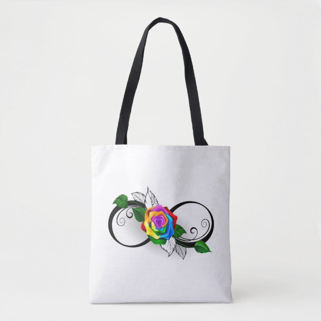 Unendlichkeitssymbol mit Rainbow-Rose Tasche (Vorderseite)