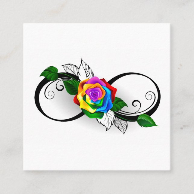 Unendlichkeitssymbol mit Rainbow-Rose Telefonnummerkarte (Vorderseite)