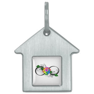 Unendlichkeitssymbol mit Rainbow-Rose Tiermarke