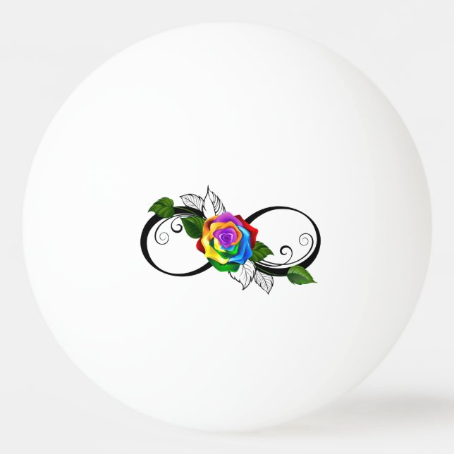 Unendlichkeitssymbol mit Rainbow-Rose Tischtennisball (Vorderseite)