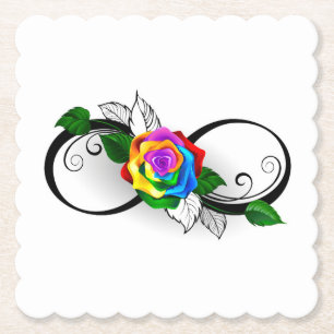 Unendlichkeitssymbol mit Rainbow-Rose Untersetzer