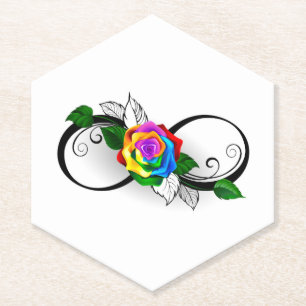 Unendlichkeitssymbol mit Rainbow-Rose Untersetzer