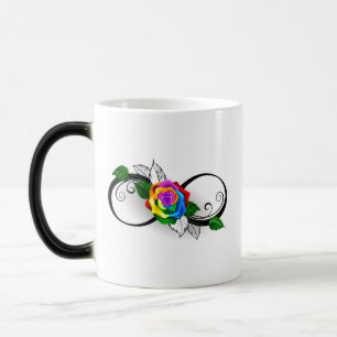 Unendlichkeitssymbol mit Rainbow-Rose Verwandlungstasse
