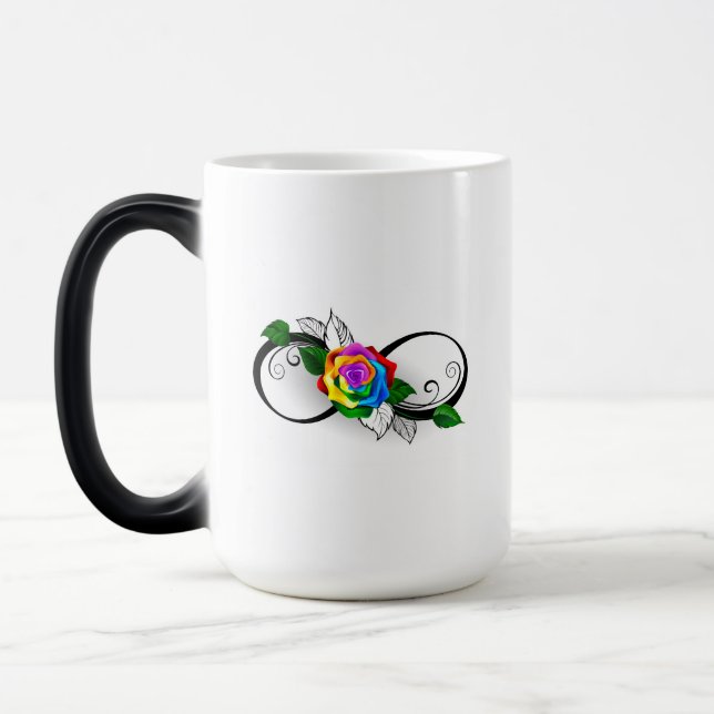 Unendlichkeitssymbol mit Rainbow-Rose Verwandlungstasse (Links)